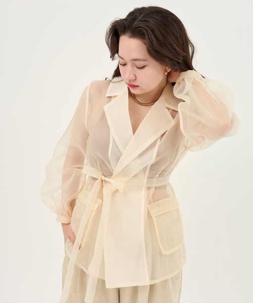 TINA:JOJUN(ティーナジョジュン)の「オーガンジー シアージャケット TINA:JOJUN(その他アウター・レディース・カーキ/オフホワイト・M)」の16枚目の写真