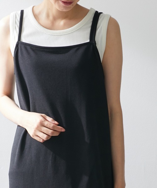 Le temps riche（ルタンリッシュ）の「【2点セット】アシンメトリーキャミソールワンピース＋リブタンクトップ ＜Le temps riche＞（ワンピース・レディース・カーキ/ブラック/オフホワイト・LL/L/M）」の16枚目の写真