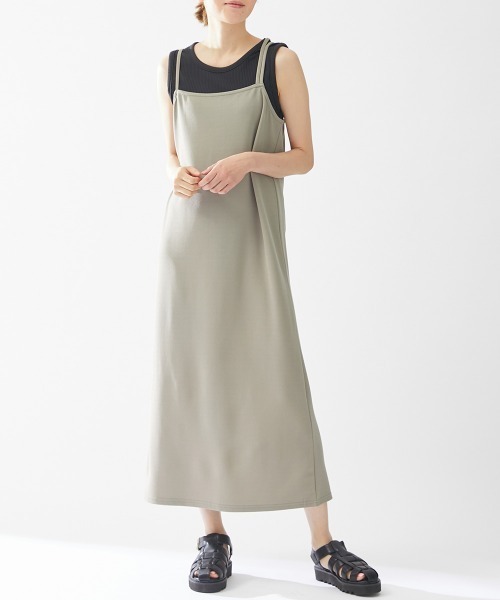 Le temps riche（ルタンリッシュ）の「【2点セット】アシンメトリーキャミソールワンピース＋リブタンクトップ ＜Le temps riche＞（ワンピース・レディース・カーキ/ブラック/オフホワイト・LL/L/M）」の5枚目の写真