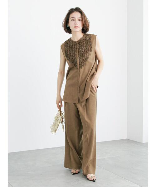 Te chichi（テチチ）の「リネンライクハイウエストパンツ（セットアップ可）（その他パンツ・レディース・パープル/ブラウン/ブラック・S/M）」の16枚目の写真