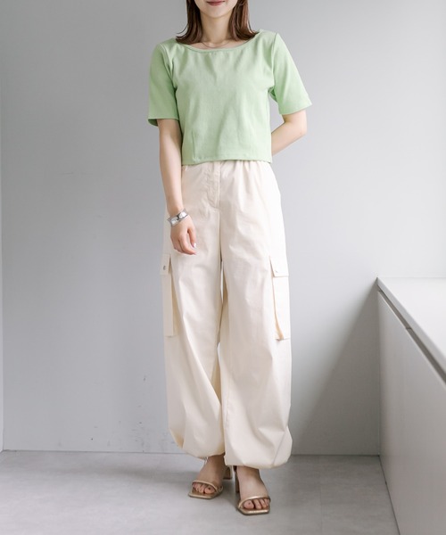 mystic（ミスティック）の「リブチビTシャツ（Tシャツ/カットソー・レディース・グリーン/ピンク/アイボリー/ブラック/オフホワイト/ブルー・FREE）」の22枚目の写真