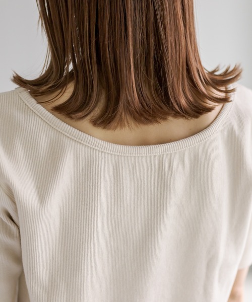 mystic（ミスティック）の「リブチビTシャツ（Tシャツ/カットソー・レディース・グリーン/ピンク/アイボリー/ブラック/オフホワイト/ブルー・FREE）」の16枚目の写真