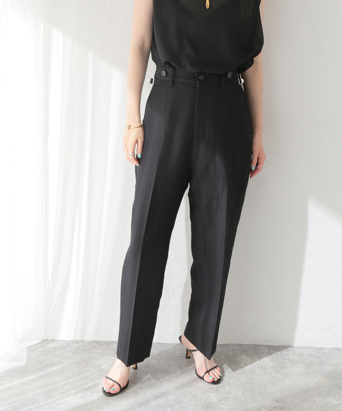 JANE SMITH / JOHN SMITH(ジェーンスミスジョンスミス)の「【JANE SMITH/ジェーンスミス】WOOL LINEN SIDE ADJUST DADDY:パンツ(スラックス・レディース・ブラック・38)」の1枚目の写真