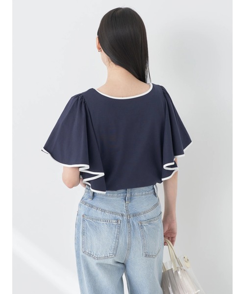tシャツ シュリンクスリーブカットソー レディース セール】パイピングフレアスリーブカットソー（Tシャツ