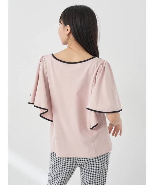 tシャツ シュリンクスリーブカットソー レディース セール】パイピングフレアスリーブカットソー（Tシャツ