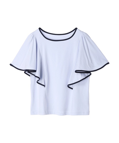tシャツ シュリンクスリーブカットソー レディース セール】パイピングフレアスリーブカットソー（Tシャツ