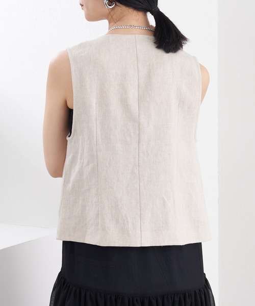 SHENERY（シーナリー）の「リネンベスト（ベスト・レディース・ベージュ/ブラック・FREE）」の7枚目の写真