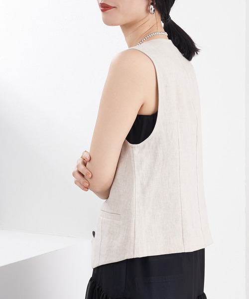 SHENERY（シーナリー）の「リネンベスト（ベスト・レディース・ベージュ/ブラック・FREE）」の8枚目の写真