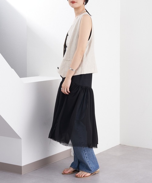 SHENERY（シーナリー）の「リネンベスト（ベスト・レディース・ベージュ/ブラック・FREE）」の14枚目の写真