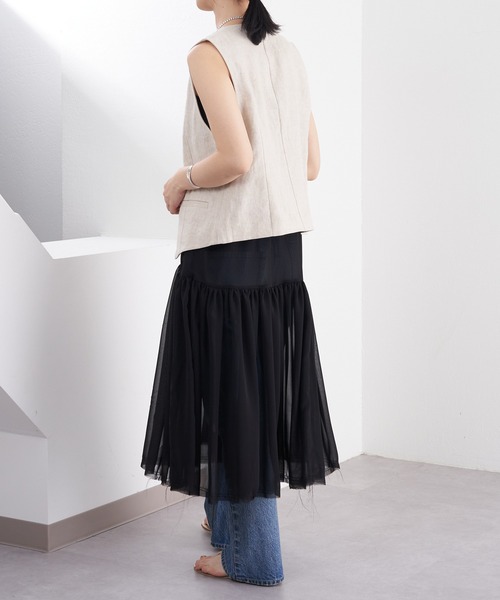 SHENERY（シーナリー）の「リネンベスト（ベスト・レディース・ベージュ/ブラック・FREE）」の15枚目の写真
