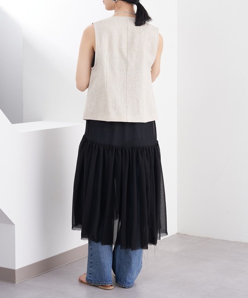 SHENERY（シーナリー）の「リネンベスト（ベスト・レディース・ベージュ/ブラック・FREE）」の16枚目の写真