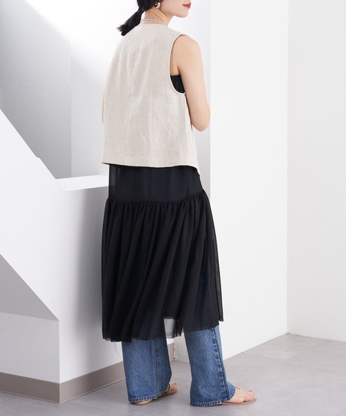 SHENERY（シーナリー）の「リネンベスト（ベスト・レディース・ベージュ/ブラック・FREE）」の17枚目の写真