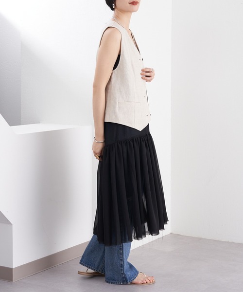 SHENERY（シーナリー）の「リネンベスト（ベスト・レディース・ベージュ/ブラック・FREE）」の18枚目の写真