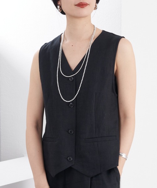 SHENERY（シーナリー）の「リネンベスト（ベスト・レディース・ベージュ/ブラック・FREE）」の20枚目の写真