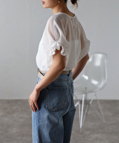 タックスリーブシアーブラウス（シャツ/ブラウス）｜Bonjour Sagan