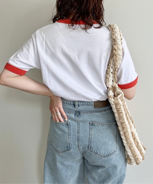 CPCM（シーピーシーエム）の「スムースリンガーカレッジロゴT（Tシャツ/カットソー・レディース・サックスブルー/オレンジ/オフホワイト・FREE）」の8枚目の写真