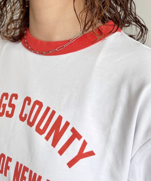 CPCM（シーピーシーエム）の「スムースリンガーカレッジロゴT（Tシャツ/カットソー・レディース・サックスブルー/オレンジ/オフホワイト・FREE）」の12枚目の写真