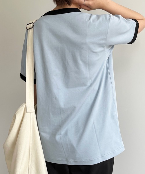 CPCM（シーピーシーエム）の「スムースリンガーカレッジロゴT（Tシャツ/カットソー・レディース・サックスブルー/オレンジ/オフホワイト・FREE）」の4枚目の写真