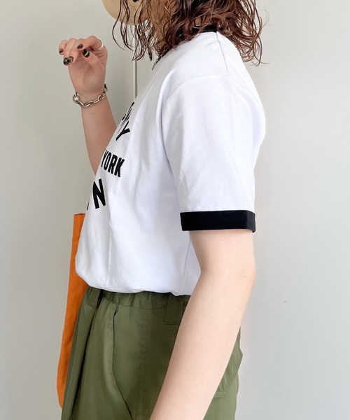 CPCM（シーピーシーエム）の「スムースリンガーカレッジロゴT（Tシャツ/カットソー・レディース・サックスブルー/オレンジ/オフホワイト・FREE）」の15枚目の写真