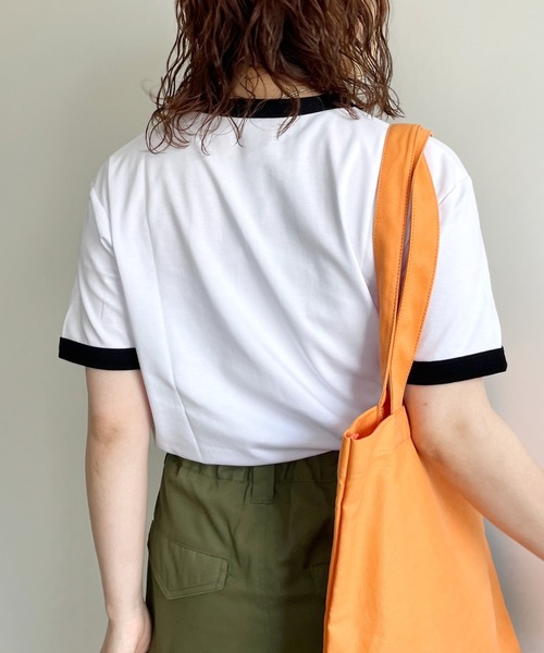 CPCM（シーピーシーエム）の「スムースリンガーカレッジロゴT（Tシャツ/カットソー・レディース・サックスブルー/オレンジ/オフホワイト・FREE）」の16枚目の写真