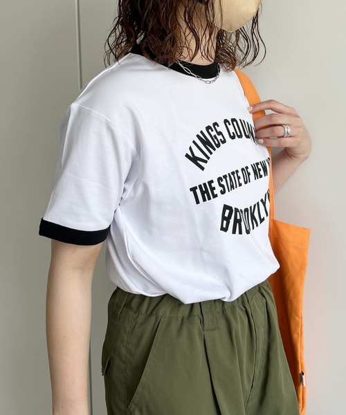 CPCM（シーピーシーエム）の「スムースリンガーカレッジロゴT（Tシャツ/カットソー・レディース・サックスブルー/オレンジ/オフホワイト・FREE）」の18枚目の写真