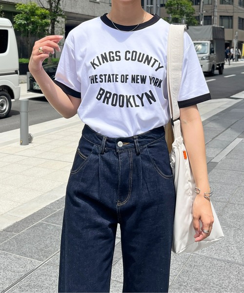 CPCM（シーピーシーエム）の「スムースリンガーカレッジロゴT（Tシャツ/カットソー・レディース・サックスブルー/オレンジ/オフホワイト・FREE）」の20枚目の写真