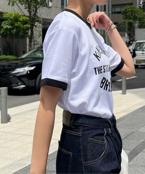 CPCM（シーピーシーエム）の「スムースリンガーカレッジロゴT（Tシャツ/カットソー・レディース・サックスブルー/オレンジ/オフホワイト・FREE）」の21枚目の写真