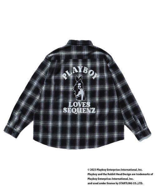 PLAYBOY（プレイボーイ）の「【SEQUENZ】 PLAYBOY BUNNY OMBLE L/S SHIRT / プレイボーイ オンブレ チェック ビックサイズ チェーン刺繍 バニーヘッド（シャツ/ブラウス・メンズ・キャメル/パープル/ブラック・MEDIUM/LARGE/X-LARGE）」の21枚目の写真