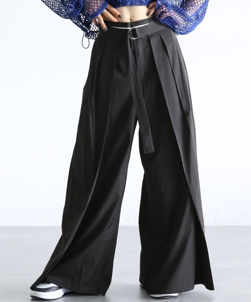 PAGEBOY(ページボーイ)の「ウエストデザインワイドパンツ(その他パンツ・レディース・ブラック/ブラウン/オフホワイト・FREE)」の3枚目の写真