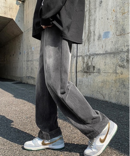 Burner（バーナー）の「【OKUOKU　0909】デニム　ワイド　パンツ　oku-bottom-693019418034-37　Y（デニムパンツ・メンズ・ブラック/ライトブルー・S/M/L）」の2枚目の写真