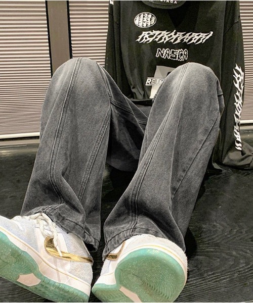 Burner（バーナー）の「【OKUOKU　0909】デニム　ワイド　パンツ　oku-bottom-693019418034-37　Y（デニムパンツ・メンズ・ブラック/ライトブルー・S/M/L）」の4枚目の写真