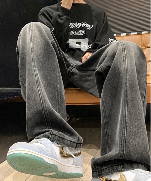 Burner（バーナー）の「【OKUOKU　0909】デニム　ワイド　パンツ　oku-bottom-693019418034-37　Y（デニムパンツ・メンズ・ブラック/ライトブルー・S/M/L）」の3枚目の写真