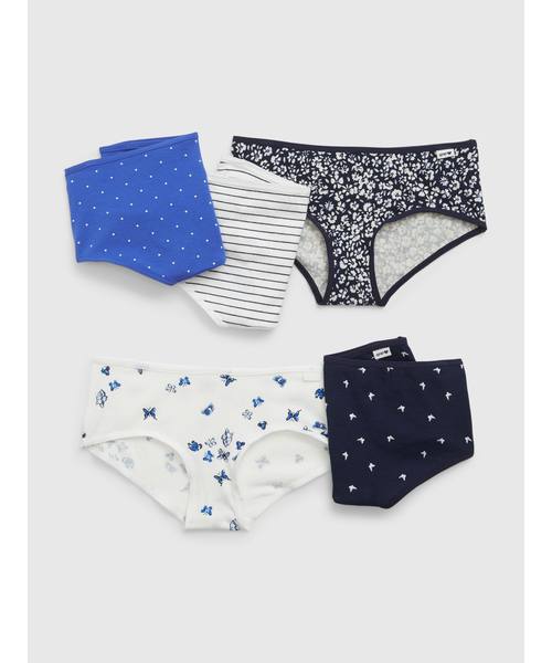 GAP(ギャップ)の「オーガニックコットン ヒップスターショーツ下着 5枚セット (キッズ)(ショーツ・キッズ・アイボリー/ネイビー・XS/S/M/L/XXL/XL)」の1枚目の写真