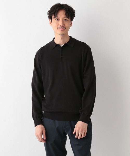 新品正規品 Stone  535B9 ウールニット ポロシャツ Stone Island 535B9 Reverse Stocking Stitch Slub Wool Nylon Polo