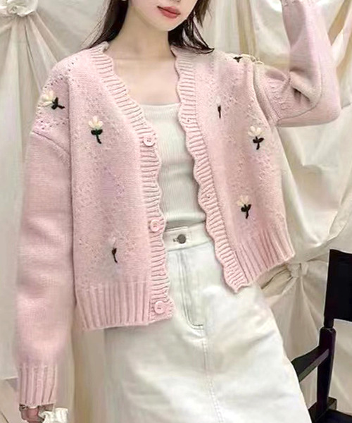 Amulet（アミュレット）の「スカラップカーディガン（カーディガン/ボレロ・レディース・ホワイト/グリーン/ピンク/ブルー/イエロー・FREE）」の5枚目の写真