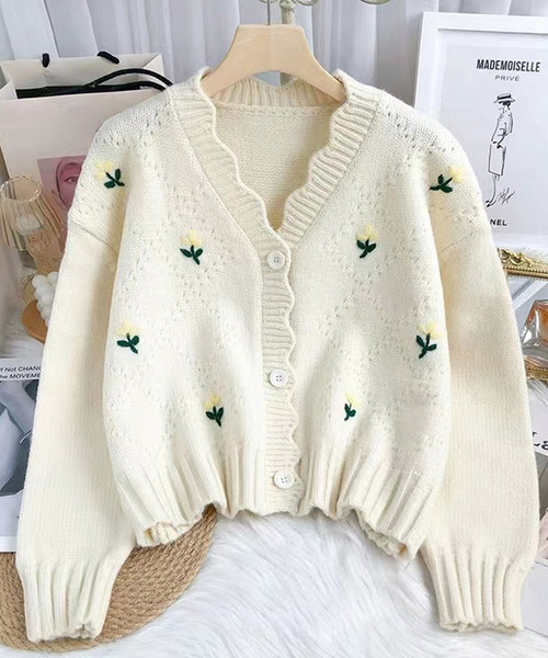 Amulet（アミュレット）の「スカラップカーディガン（カーディガン/ボレロ・レディース・ホワイト/グリーン/ピンク/ブルー/イエロー・FREE）」の7枚目の写真