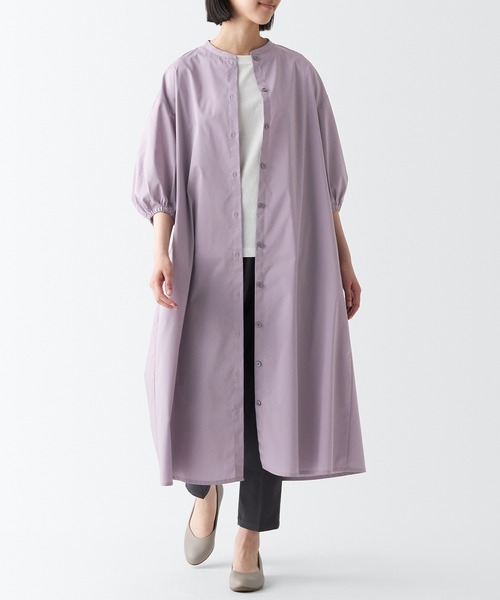 無印良品（ムジルシリョウヒン）の「乾きやすいブロード七分袖ワンピース（ワンピース・レディース・ブラウン系3/ブラック/ライトパープル・XS/L/S/XXL/M/XL）」の11枚目の写真