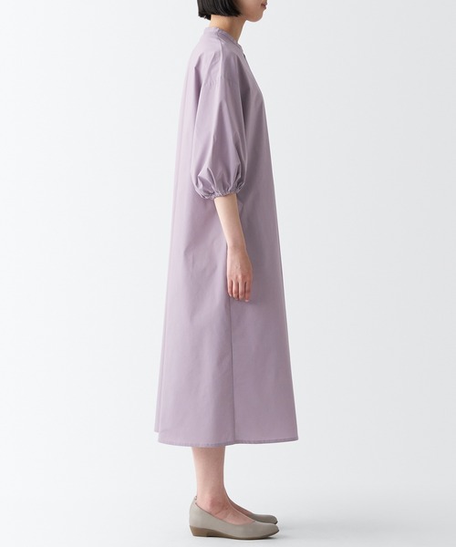 無印良品（ムジルシリョウヒン）の「乾きやすいブロード七分袖ワンピース（ワンピース・レディース・ブラウン系3/ブラック/ライトパープル・XS/L/S/XXL/M/XL）」の12枚目の写真
