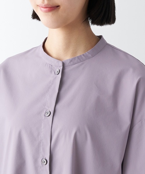 無印良品（ムジルシリョウヒン）の「乾きやすいブロード七分袖ワンピース（ワンピース・レディース・ブラウン系3/ブラック/ライトパープル・XS/L/S/XXL/M/XL）」の14枚目の写真