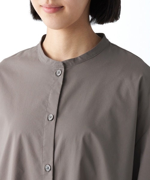 無印良品（ムジルシリョウヒン）の「乾きやすいブロード七分袖ワンピース（ワンピース・レディース・ブラウン系3/ブラック/ライトパープル・XS/L/S/XXL/M/XL）」の21枚目の写真