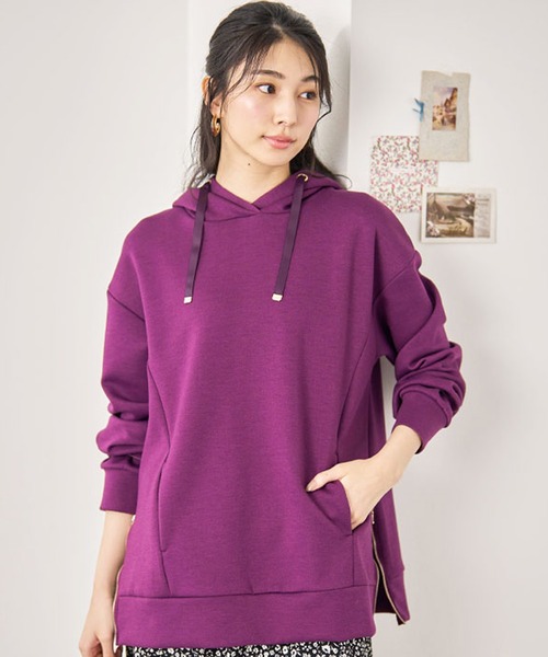 BELLUNA（ベルーナ）の「サイドジップ使いフードパーカー（パーカー・レディース・ワイン/アイボリー/杢グレー/ネイビー・LARGE/X-LARGE/MEDIUM）」の21枚目の写真
