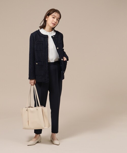 SHOO・LA・RUE(シューラルー)の「◆【S-3L/通勤/セレモニーにも】プチハイネック フリルブラウス【CIRCRIC】(シャツ/ブラウス・レディース・ブラック系5/ホワイト系6/ベージュ系その他7・02/01/03/04/05)」の7枚目の写真