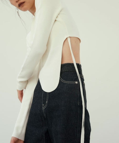 JOSE MOON(ジョゼムーン)の「SIDE BELT KNIT PULLOVER/サイドベルトニットプルオーバー(ニット/セーター・レディース・ブラック/ホワイト・FREE)」の21枚目の写真