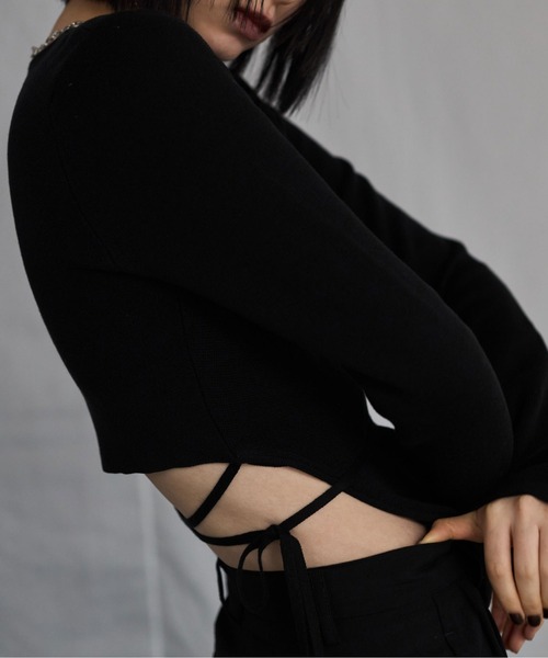 JOSE MOON(ジョゼムーン)の「SIDE BELT KNIT PULLOVER/サイドベルトニットプルオーバー(ニット/セーター・レディース・ブラック/ホワイト・FREE)」の22枚目の写真