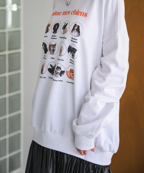 Birthday room（バースデイルーム）の「犬いっぱいトレーナー/スウェットシャツ（スウェット・レディース・ナチュラル/グレー/ホワイト・FREE）」の12枚目の写真