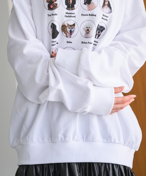Birthday room（バースデイルーム）の「犬いっぱいトレーナー/スウェットシャツ（スウェット・レディース・ナチュラル/グレー/ホワイト・FREE）」の13枚目の写真