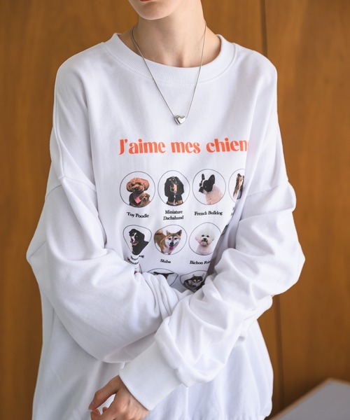 Birthday room（バースデイルーム）の「犬いっぱいトレーナー/スウェットシャツ（スウェット・レディース・ナチュラル/グレー/ホワイト・FREE）」の14枚目の写真