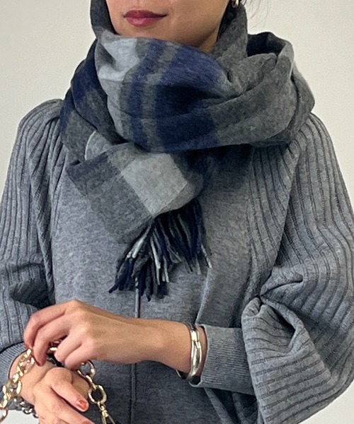 un dix cors（アンディコール）の「ウールチェックストール（ストール/ショール・レディース・グレー/ベージュ・FREE）」の11枚目の写真