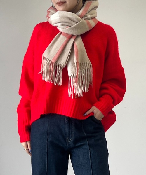 un dix cors（アンディコール）の「ウールチェックストール（ストール/ショール・レディース・グレー/ベージュ・FREE）」の8枚目の写真