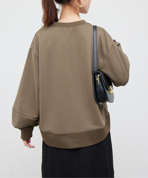 Chez toi（シェトワ）の「軽量ボンディングフロッキーロゴプルオーバー（スウェット・レディース・ブラック/カーキ/アイボリー/バイオレット・FREE）」の18枚目の写真